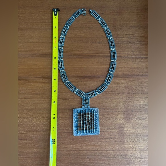 Rare Robert Larin Necklace Brutalist Modernist Art Canadian Textured Pewter 60's - Picture 6 of 11